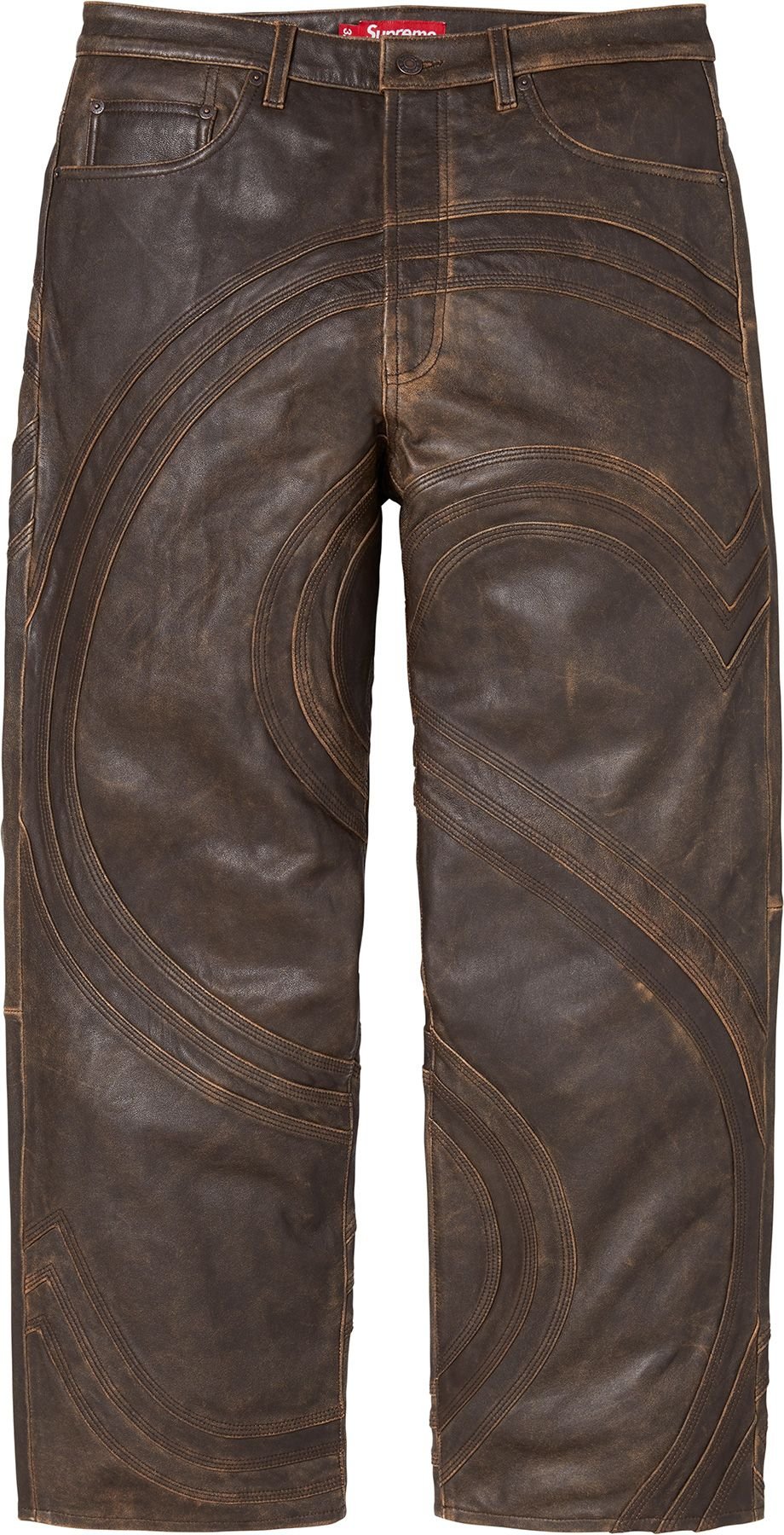 S Logo Leather Baggy 5-Pocket Jean view 3
